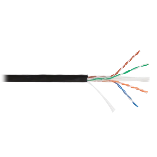 Кабель NIKOLAN U/UTP 4 пары, Кат.6 (Класс E), тест по ISO/IEC, 250МГц, одножильный, BC (чистая медь), 23AWG (0,57мм), внешний, PE до -60С, черный, 305